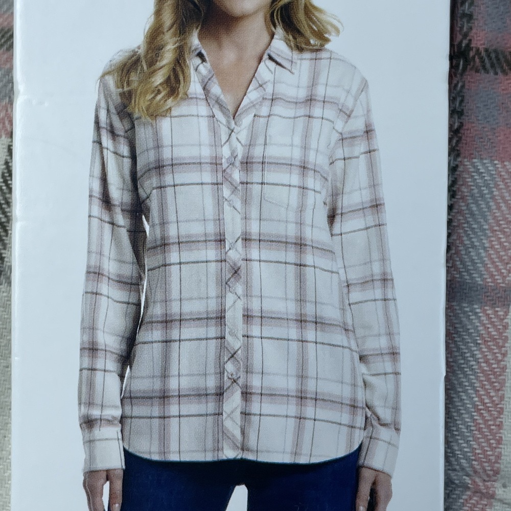 Weatherproof Vintage Women's S Plaid Blouse Pink a1639